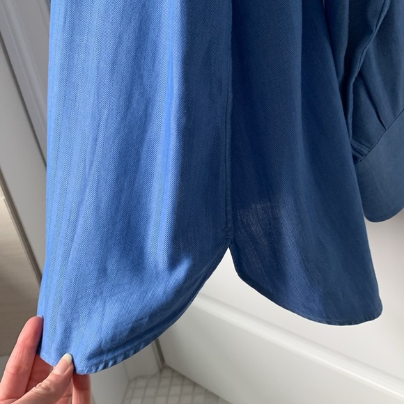 John W. Nordstrom Blue Herringbone Pattern Dress Shirt, Size 17-37 - Picture 10 of 12